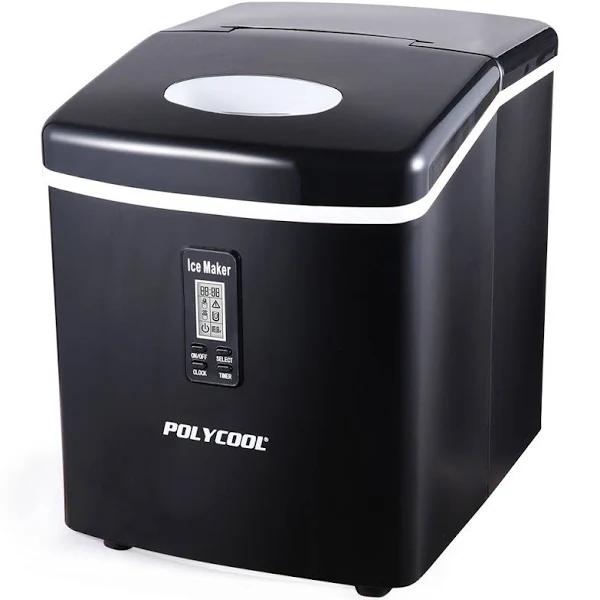 POLYCOOL 3.2 Liter Portable Ice Cube Maker Machine Automatic With LCD Control Panel - Black