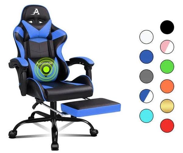 ALFORDSON Gaming Chair with Lumbar Massage Office Chair Black & Blue