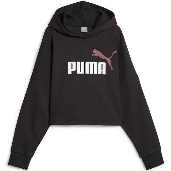 Puma Ess Logo Cropped Hoodie Black 9-10 Years Girl