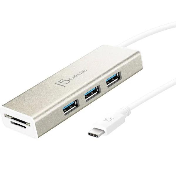 J5create USB-C 3 Port Hub With SD/Micro SD Card Reader JCH347