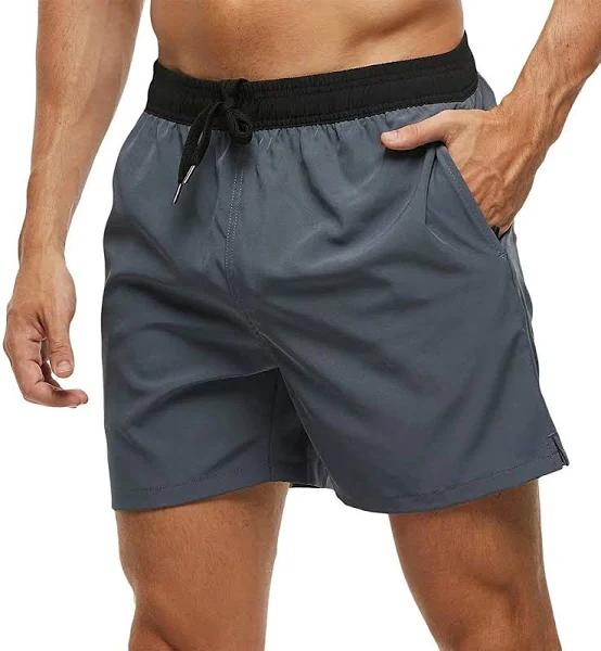 Tyhengta Men's Swim Trunks Quick Dry Beach Shorts With Zipper Pockets and Mesh Lining