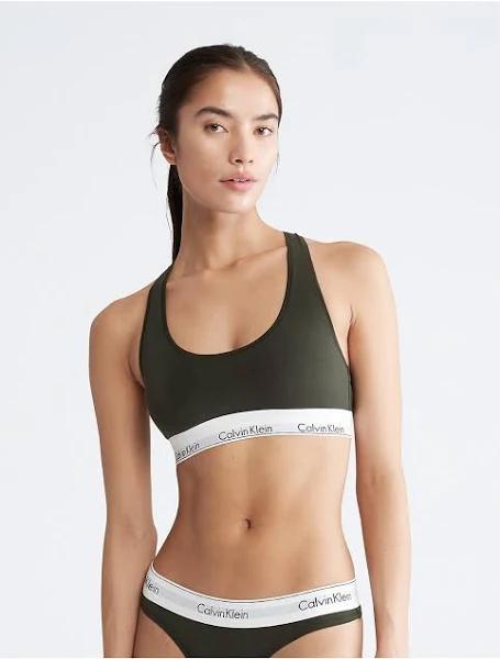 Modern Cotton Unlined Bralette Green XS