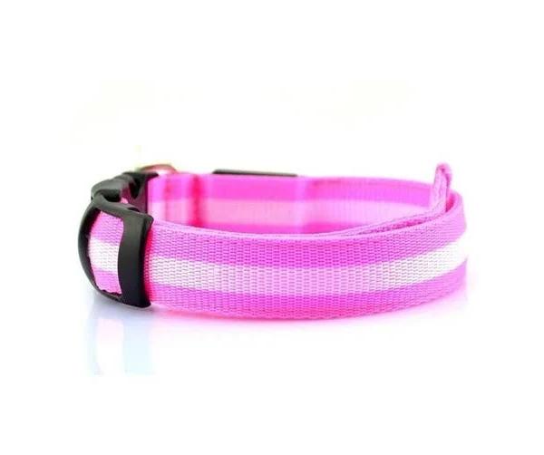 L Size USB Rechargeable LED Dog Collar Nylon Glow Flashing Light Up Safety