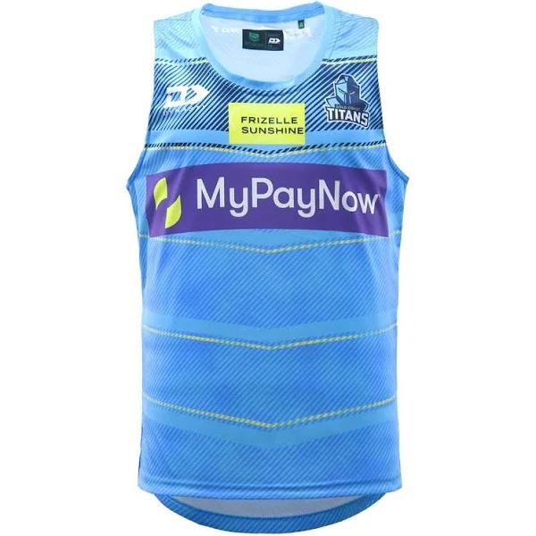 NRL 2023 Training Singlet - Gold Coast Titans - Adult - Navy - Cyan - Dynasty 2XL