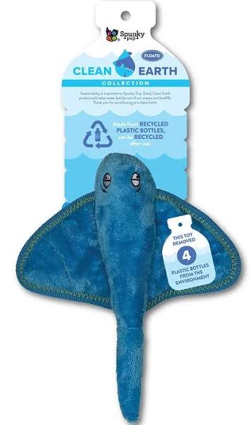 Spunky Pup Clean Earth Dog Toy - Stingray - Small