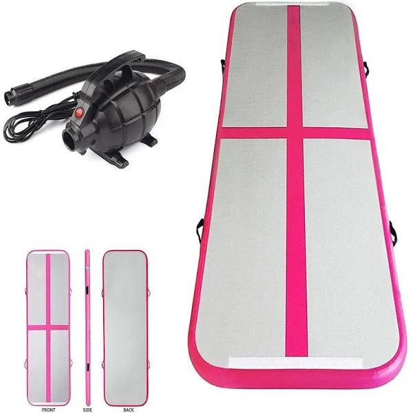 Inflatable Air Track Tumbling Gymnastics Pink Mat - Gym Plus 500cm(L) x 100cm(W) x 20cm(h)