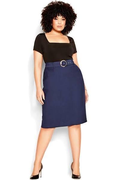 David Jones City Chic Perfect Suit Skirt in Navy, Size 22 AU