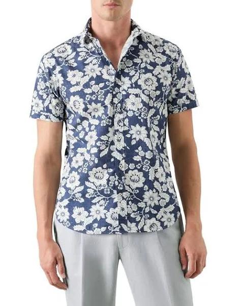 MJ Bale Malia Short Sleeve Shirt in Sky White Blue M