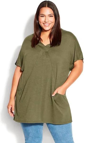 Avenue - Women's Green Shirts - Pocket Pleat Tunic - Size One Size, 14 at The Iconic