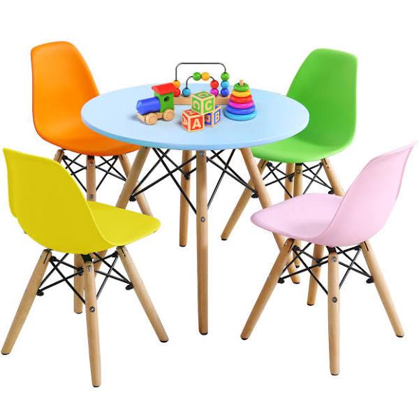 Giantex 5pcs Kids Table & Chairs Set Colorful Table Set Armless Chairs Learning Activity Play Set Gift