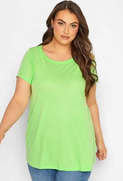 Plus Size Yours Curve Bright Green Essential Tshirt Size 34-36 | Women's Plus Size and Curve Fashion