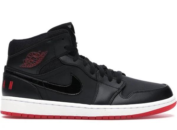 Air Jordan 1 Mid Black University Red BQ6578‐001