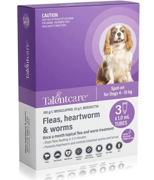 Talentcare Flea & Worm Treatment — Spot-On For Dogs 4 – 10kg: 3-Pack