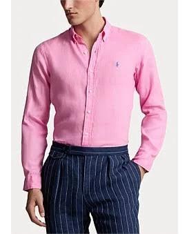 Polo Ralph Lauren Custom Fit Linen Shirt in Harbor Pink, Size XL