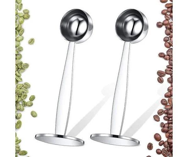 2 Pieces Coffee Scoop Stainless Steel Espresso Tamper 15 mm Two in One Measuring and Espresso Coffee Tamper For Coffee Bean Press Coffee Grinding Pres