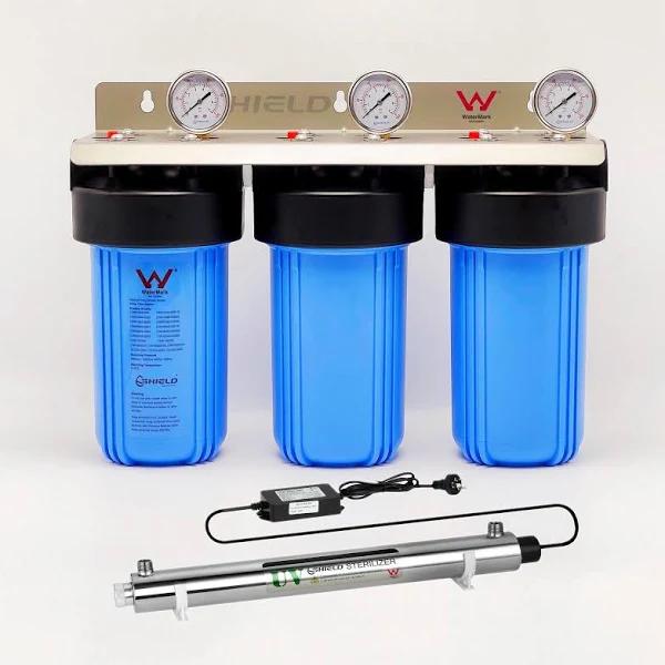 3 Stages Whole House Water Filter System 10" x 4.5" + Ultraviolet UV Sterilizer