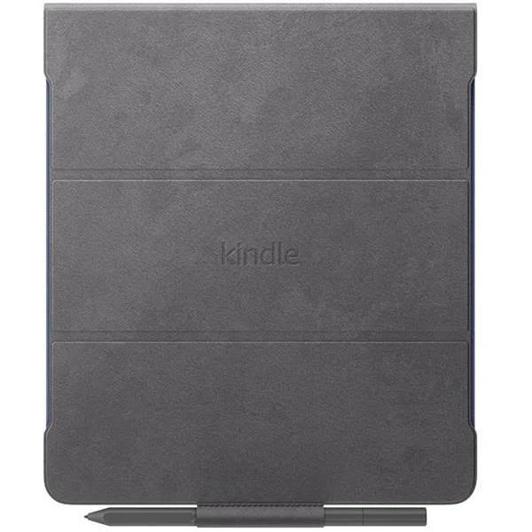 Kindle Scribe Brush Print Leather Folio Cover With Magnetic Attach (Only Fits Kindle Scribe) - Storm Grey