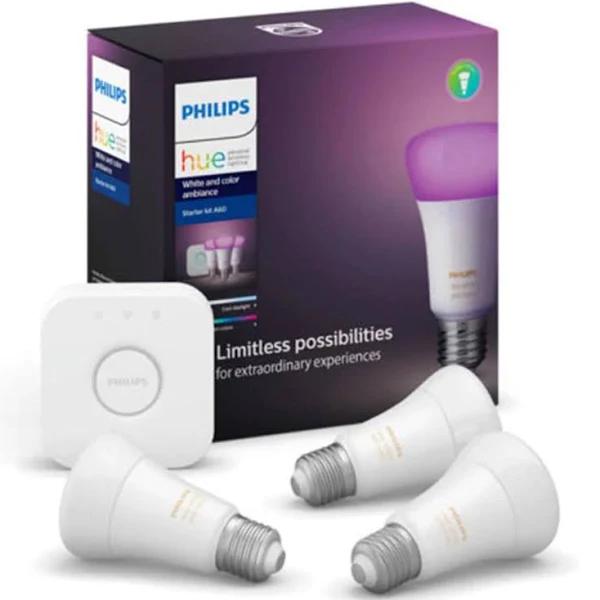 Philips Hue White and Colour Ambiance E27 Starter Kit