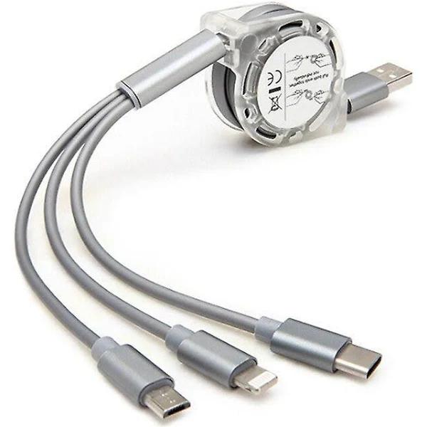 3 in 1 USB Charging Cable Cord For Smart Phones and iPad 1M-Grey - Standard - AfterPay & zipPay Available