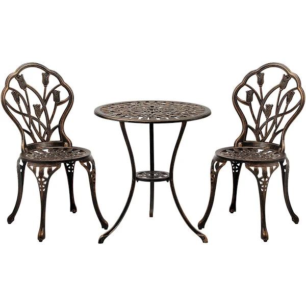 Livsip 3pcs Bistro Outdoor Setting Chairs Table Patio Dining Set Furniture