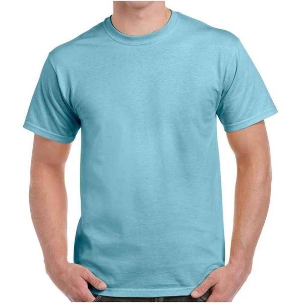 Gildan Mens Heather Heavy T-Shirt Sky Blue S Cotton Polyester Mens T-Shirt