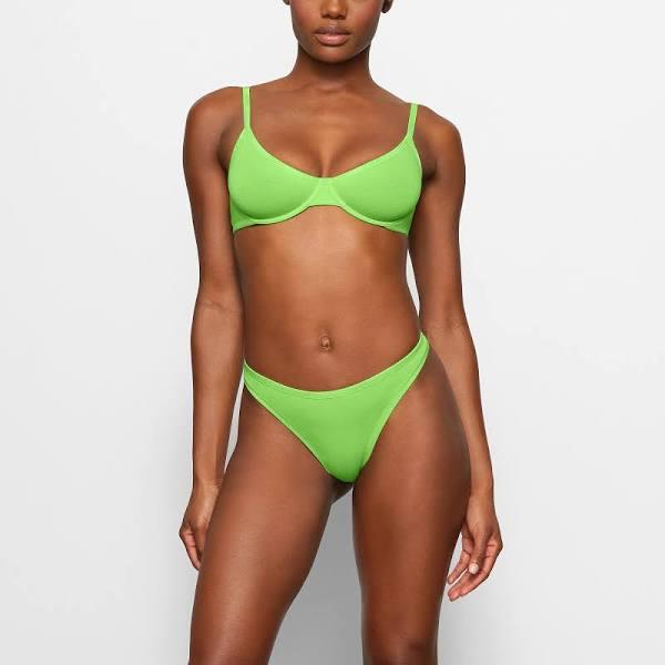 Cotton Logo Underwire Demi Bra | Neon Green