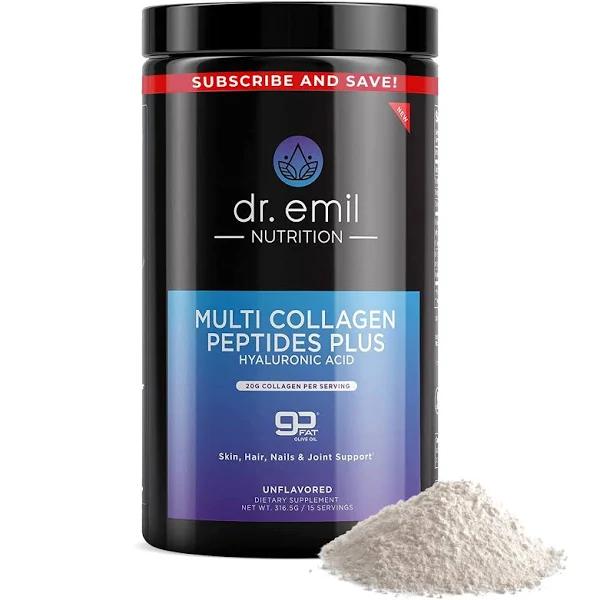 Dr Emil Nutrition, Multi Collagen Peptides Plus Hyaluronic Acid Powder, Unflavored, 316.5 G