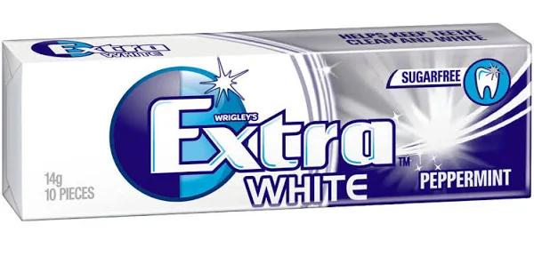 Extra White Peppermint Flavour Chewing Gum, 30 x 14G Packs