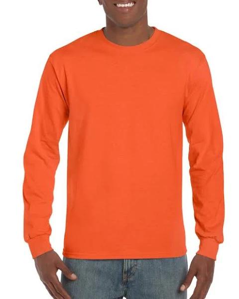 Premium Ultra Cotton Long Sleeve T-Shirt for Adults Orange - Gildan GD014 - Size XL