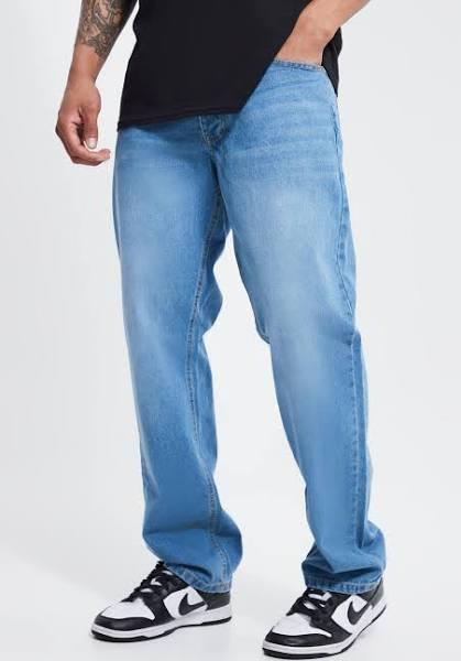 Mens Mid Blue Relaxed Fit Rigid Jeans