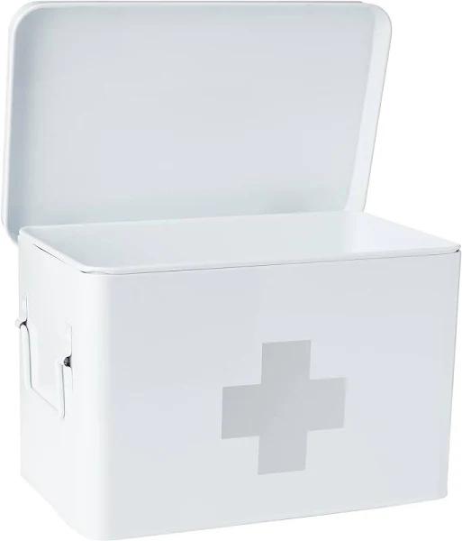 Zeller 18119 Medicines Storage Box L 32 x 19.5 x 20 cm Metal White