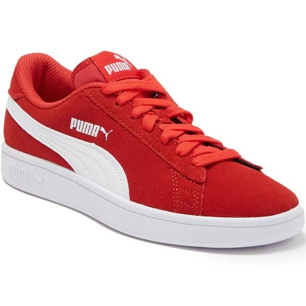 Smash V2 Suede Jr Sneakers - Youth 8-16 Years in High Risk Red/White, Size 5 by Puma