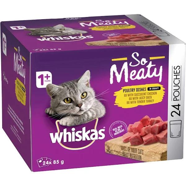 Whiskas So Meaty Poultry Dishes in Gravy Cat Food 85g