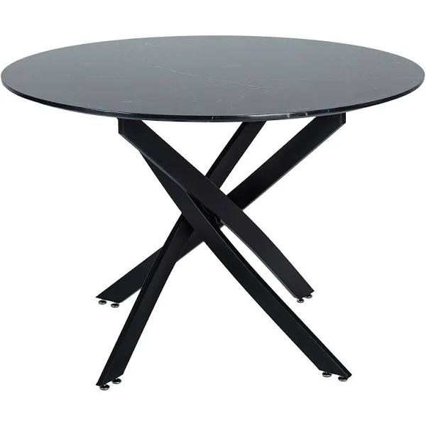 DREAMO Marble-Look Round Dining Table in Black by DREAMO Living