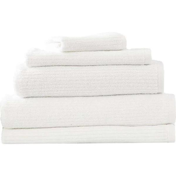 Renee Taylor Towel Set Cobblestone 650 GSM Cotton Ribbed White 5pc