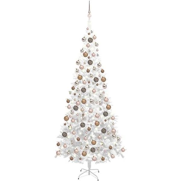 vidaXL Artificial Christmas Tree With LEDs&Ball Set L 240 cm White