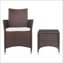 Gardeon 3pc Bistro Wicker Outdoor Furniture Set - Brown