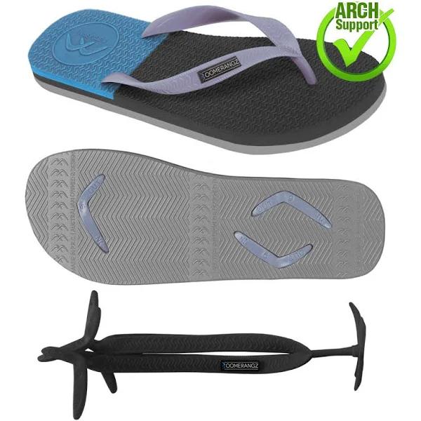 Boomerangz - Men's Black/Grey/Blue Thongs - 9