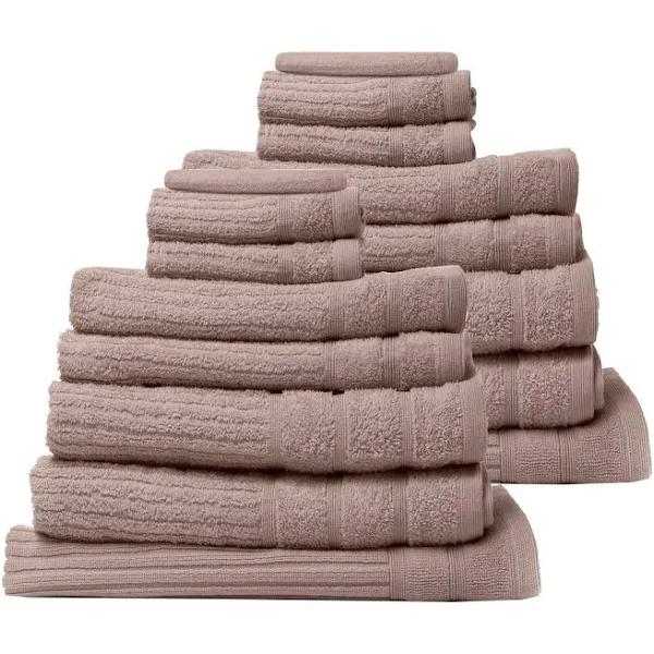 Royal Comfort 16 Piece Egyptian Cotton Eden Towel Set 600GSM Luxurious Absorbent - Champagne