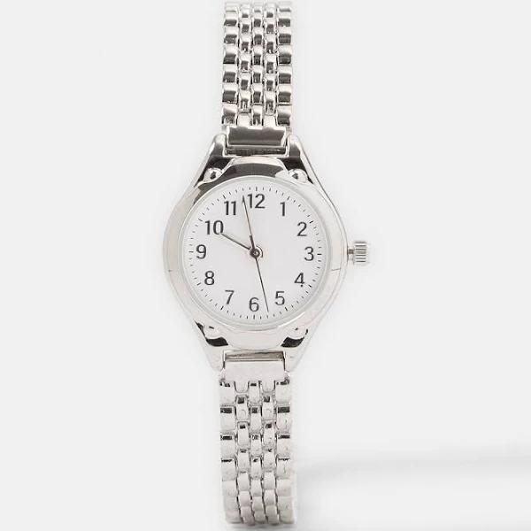 Kmart Womens Metal Round Watch-Silver