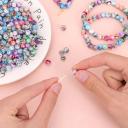 QUEFE 500pcs Craft Beads For Jewelry Making, For Bracelets Making,Space Acrylic Beads in Ink Patterns with 50pcs Spacer Beads and Crystal String