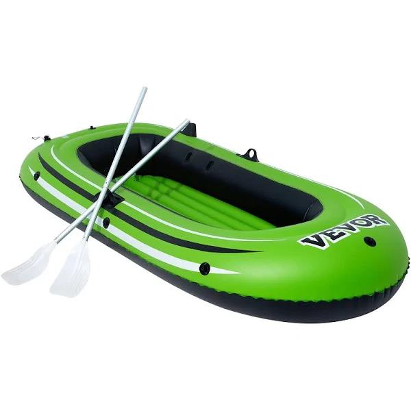 VEVOR Inflatable Boat 2-Person Inflatable Fishing Boat Strong PVC Portable Boat Raft Kayak Includes 1158 mm Aluminum Oars High-Output Pump And