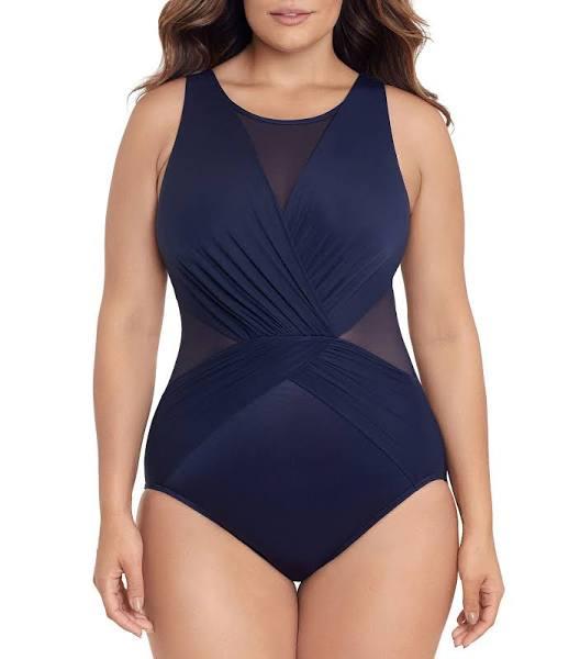 Miraclesuit Swim Palma Shaping High Neck Swimsuit Plus - Midnight - 26