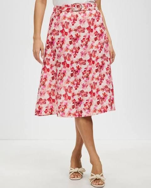 David Lawrence Rose Linen Skirt in Chablis Multi Red 8