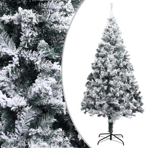 vidaXL Green Artificial Christmas Tree With Flocked Snow PVC - 180cm