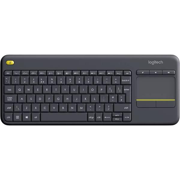 Logitech K400 Plus Wireless Touch TV Keyboard With Easy Media Control and Built-in Touchpad, HTPC Keyboard For PC-connected TV, Windows, Android, Chro