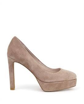 David Jones Edward Meller Ciara110 Platform Pump in Nude Suede, Size 40 EU