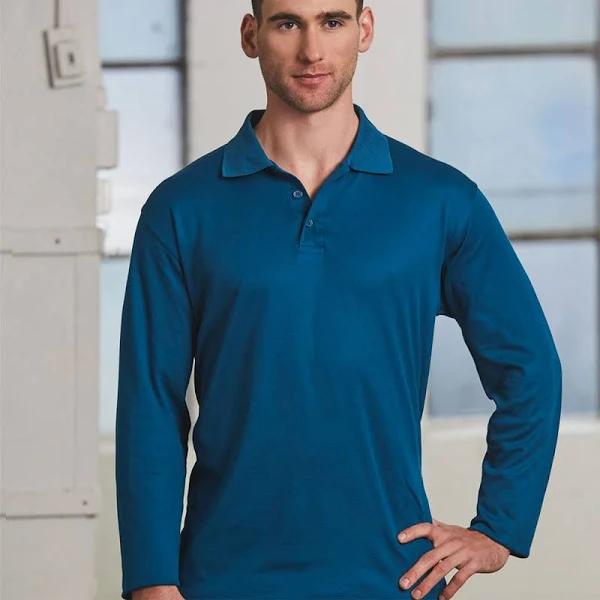 Victory | Quick Dry Long Sleeve Polo Shirts Ocean Blue L