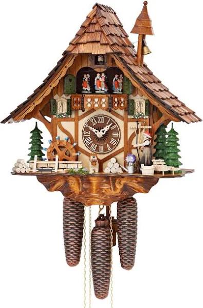 Kammerer Uhren Hekas Cuckoo Clock Black Forest house with moving girl and mill wheel KA 3727/8 EX | Decor