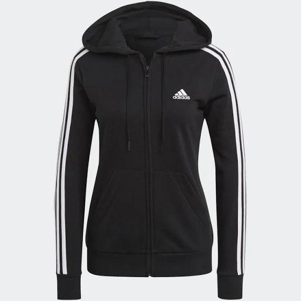 Adidas Essentials French Terry 3-Stripes Full-Zip Hoodie. Womens. Black S